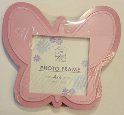 ФОТОРАМКА специальные моменты розовый бабочка держит 4 «x 4» картина #812 совершенно новый - Изображение 1 из 3