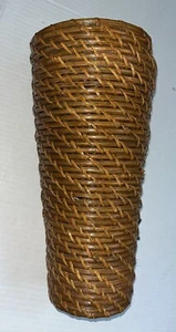 Vintage geflochtenes Korbvase Rattan Bambus Boho 12 1/2" hoch Wohndeko - Bild 1 von 3