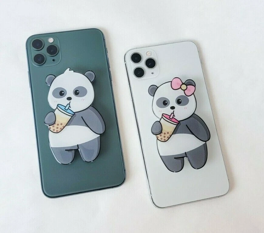 2 Milk Tea Boba Panda Cell Phone Holder Grips - For Him, Her or Yourself - Cute! Foto 1 de 4