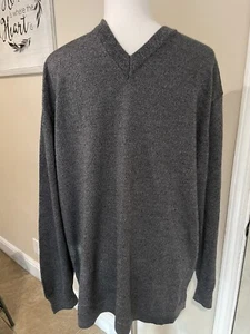 Neiman Marcus Herren Pullover XL Grau Merinowolle Langarm V-Ausschnitt Pulli - Bild 1 von 5