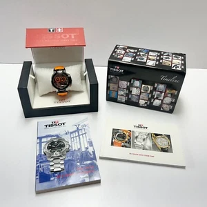 Men's Tissot T-Race Black Dial Orange Rubber Strap Chronograph Watch T048417 - Picture 1 of 18