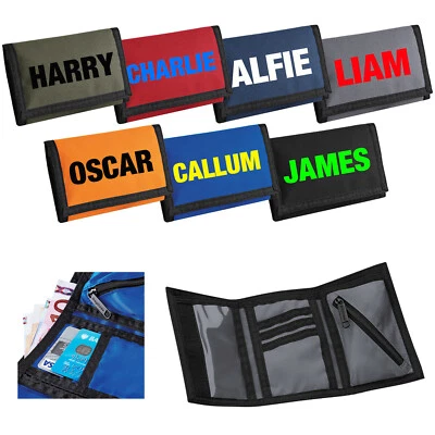 Personalised Printed Wallet Childs Boys Girls Name Wallet Travel Purse Card Coin - Image 1 of 4