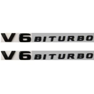 Gloss Black Letters V6 BITURBO Fender Emblems 2 Pieces for Mercedes Benz - Bild 1 von 9