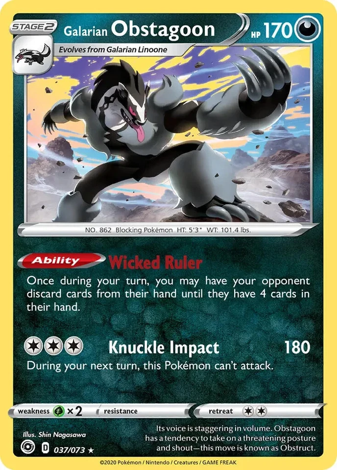 Holo Galarian Obstagoon 37/73 Champion's Path  Pokemon TCG - Image 1 of 1