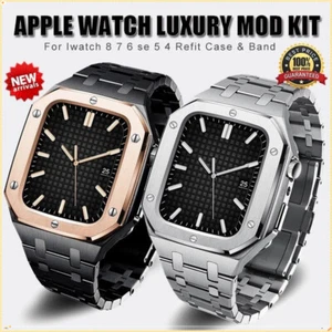 Für Apple Watch 9 8 7 6 5 4 SE 44/45mm AP Royal Oak Mod Kit Gummi/Metall Band - Bild 1 von 37