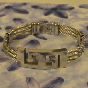 Dolly-Bijoux Bracelet 3 Câbles Acier Filigramme GREC - Picture 1 of 4