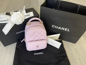 NEW 2024  CHANEL Mini Backpack Lilac Caviar Gold CC Charm - Picture 1 of 7