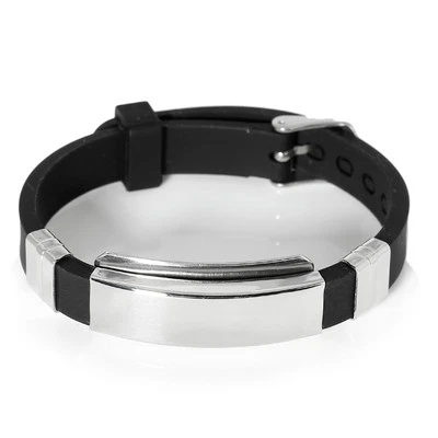 Pulsera con hebilla ajustable de silicona negra de acero inoxidable SEXY SPARKLES para hombre Foto 1 de 3