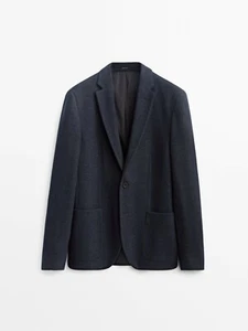 New Massimo Dutti Knit Wool Blazer US38 Blue 2019/135 suit jacket sport coat top - Picture 1 of 6