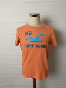 Hollister Cali Mens Short Sleeve T Shirt Top Size L Orange Graphic Logo - Picture 1 of 6