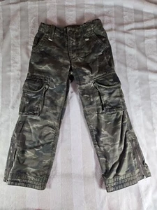 Old Navy Surplus Cargo Pants Boys 7 Camo Camouflage Pockets Wide Leg Green Y2K - Picture 1 of 14