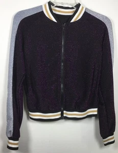 Girls Unbranded Purple Glittery Long Sleeve Zippered Small Jacket - Picture 1 of 6