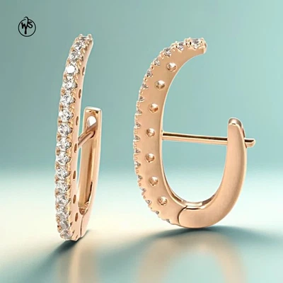 Ohrringe Vergoldet Rosegold Gold 585 Rolled Zirkonia Geschenkbeutel - Bild 1 von 4