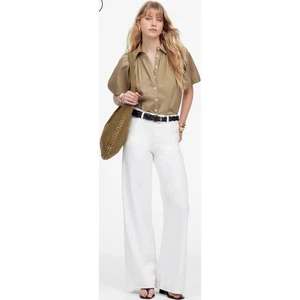 Jeans Madewell gamba super larga bianchi vita alta lunghezza intera taglia 24 nuovi con etichette $138 - Foto 1 di 14