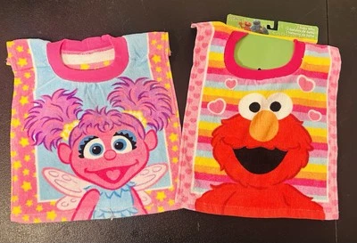 Sesame Street Cookie Monster Elmo Towel Large Toddler Pull On Bibs NWT - Image 1 of 2