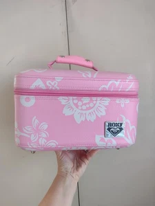 Vintage Roxy rosa Hibiskus Leder Kosmetik Make-up Zug Koffer Y2k Strand Surfer - Bild 1 von 14