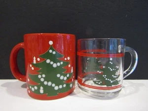 Waechtersbach CHRISTMAS TREE Mug * GLASS Mug Red & Green West Germany - Picture 1 of 10