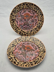 Anthropologie Jylin Salad Luncheon Set of 2 Plates Pink Azadea 8.5" NEW - Picture 1 of 7