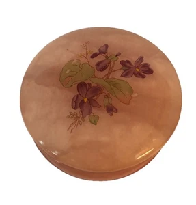Vintage Pink Alabaster Jewelry / Trinket Box Hand Carved In Italy 1950’s, 60’s, - Picture 1 of 3