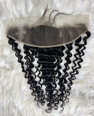 Cabelo humano virgem onda profunda malaia 13x4 suíço orelha a orelha renda fechamento frontal - Imagem 1 de 3