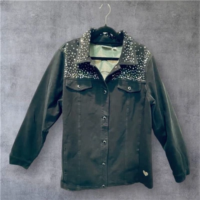 Quacker Factory Dream Jeannes Black Knit Jacket with Rhinestones Size L, A256683 - Image 1 of 4