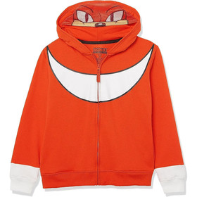 SEGA Little Sonic The Hedgehog Knuckles Costume Zip Up Fleece Hoodie-Boys 5-6