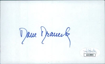 Dave Dravecky San Diego Padres Signed 3x5 Index Card JSA Authenticated - Image 1 of 2