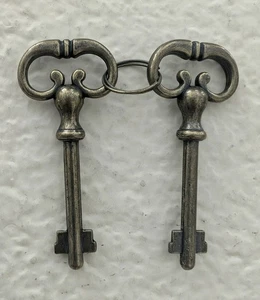 2 Stück Skelettschlüssel Messing versilbert Antik Look - Bild 1 von 3
