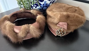 Vintage Mink Pillbox Hat Ring Fur with Brooch Freiman New York Original - Picture 1 of 11