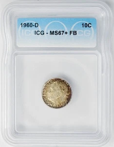Moneda de diez centavos Roosevelt 1960-D 10c MS67+ FB ICG 943533-25 - Imagen 1 de 5