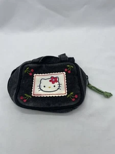 Bolso de Colección Sanrio Smiles Hello Kitty Negro Denim Cerezas Cremallera 1998 - Imagen 1 de 8