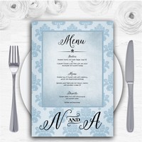 Vintage Damask Initials Powder Blue Wedding Table Seating Name Place Cards Vintage Damask Initials Powder Blue Wedding Table Seating Name Place Cards