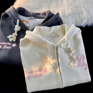 Star Ear Hoodie Cardigan Loose Sweatshirt Adds Fun To Your Wardrobe Collection - Picture 1 of 24