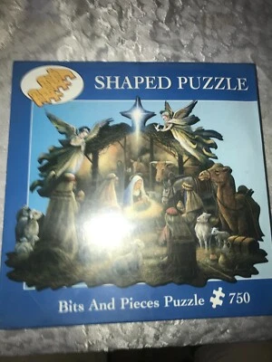 NOS 2003 BITS&PIECES Nativity Christmas IN THE MANGER Shaped 750pc JIGSAW PUZZLE - Image 1 of 4