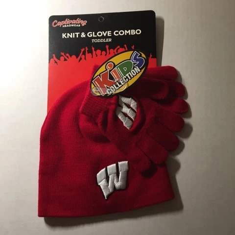 NCAA WISCONSIN BADGERS Toddler KNIT BEANIE & GLOVE COMBO Cover