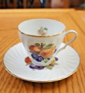 Vintage Cup & Saucer Bone China "Old Nuremberg"  Bavaria Germany FRUIT - Picture 1 of 4