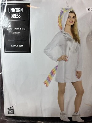 Suit Yourself Halloween Costume Adult Women Unicorn Dress 1pc Zipster Rainbow SM - Image 1 of 4