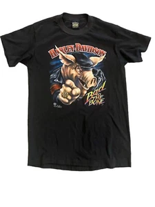 Vintage 1987 3d Emblem Hog Bad To The Bone Shirt Harley Davidson Large Amazing! - Picture 1 of 15