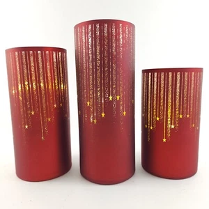 Set of 3 Illuminated Starry Night Hurricanes by Valerie - Burgundy Red - Picture 1 of 10