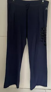 VICTORIA SECRET Mujer Limitado Bling Lentejuelas Logotipo Destello Pantalones Sudadera Azul Grande - Imagen 1 de 7