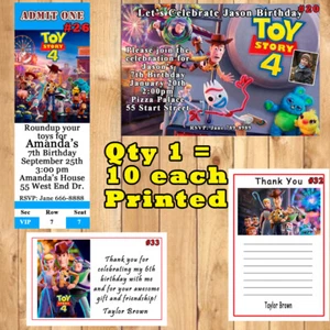 Toy Story 4 Invitations 10 ea with Env or Thank You Cards Personalized - Picture 1 of 7