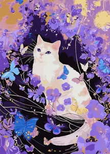 Flower Cat Diamond Art Painting Kits for Adults, Full Drill Diamond Dots Paintig - Picture 1 of 7