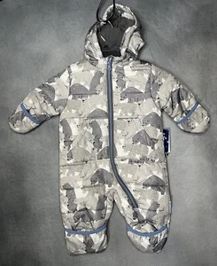 Wippette Baby Fleece Lined Snowsuit Gray White Polar Bear Hooded Zip Up Sz 9M - Picture 1 of 4