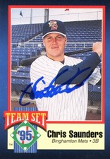 1995 Binghamton Mets CHRIS SAUNDERS Signed Card autograph AUTO WHITE SOX