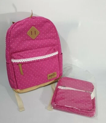 Mochila de trabajo escolar/tableta Mygreen rosa lunadot para niña bolso y funda acolchada  Foto 1 de 4