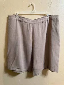 COLDWATER CREEK LINEN RAYON BERMUDA SHORTS SZ 24W BROWN PULL ON - Picture 1 of 3