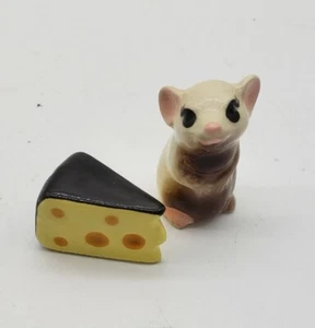 Glazed Mini Cheese And Mouse Unmarked Figurine Cute Collectible  - Picture 1 of 3