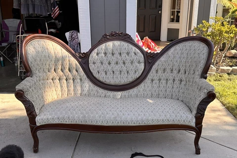 Antique Victorian Sofa Settee Couch Vintage Cover