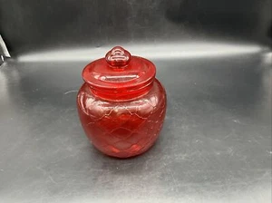 VTG Ruby Red Flash Quilted Canister/Apothecary Jar - Picture 1 of 10