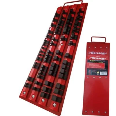 Neilsen 80pc Socket Rail Tray 1/4" 3/8" 1/2" Organiser Storage Holder Metal - Image 1 of 3